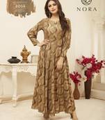 Pleasing Beige Color Foli Printed Rayon Kurtis & Gown