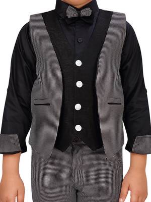 Black woven blended cotton boys-suit 5