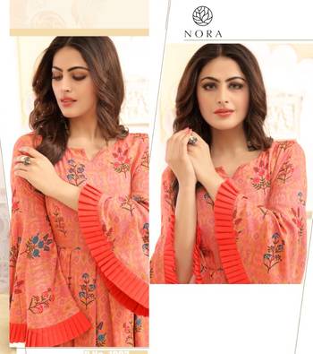 Carrot Floral Print Flare Rayon Kurtis & Gown 2