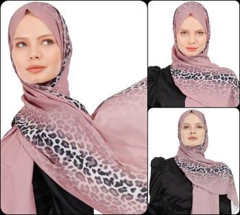 JSDC Printed Pink Color Georgette Scarf Hijab For Women Islamic Wear 2