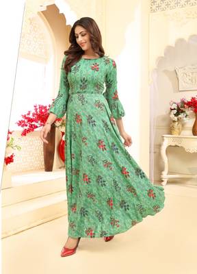Rama Floral Print Flare Rayon Kurtis & Gown 1