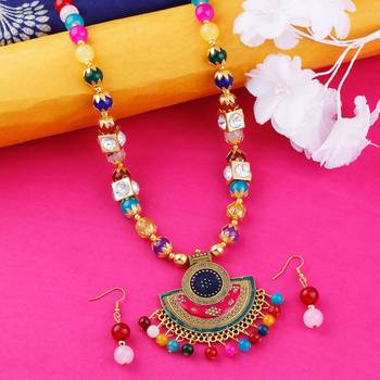 Amazing Traditional Necklace Set Multi colour Pear Set For women Girls 1