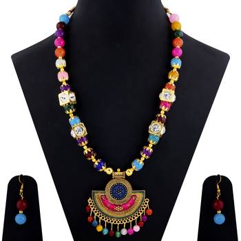Amazing Traditional Necklace Set Multi colour Pear Set For women Girls 3
