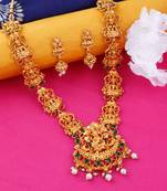 Gold Plated Traditional Designer Temple Long Jewellery Set For Women Girl