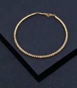Gold Plated Single Line Golden  Diamond Studded partywear Necklace jewellery