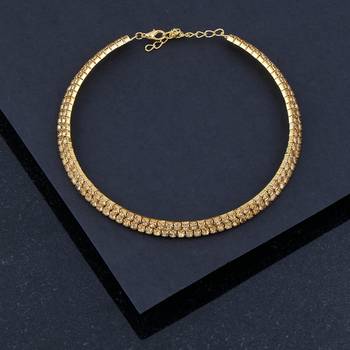 Gold Plated Double Line Golden  Diamond Studded partywear Necklace jewellery 1