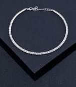 Silver Plated Single Line Diamond Studded partywear Necklace jewellery