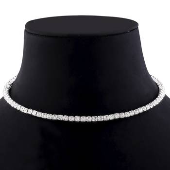 Silver Plated Single Line Diamond Studded partywear Necklace jewellery 3