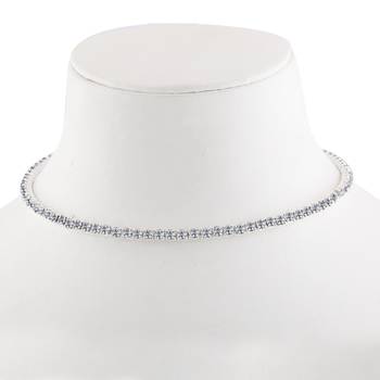 Silver Plated Single Line Diamond Studded partywear Necklace jewellery 4