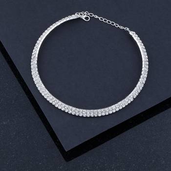 Silver Plated Double Line Diamond Studded partywear Necklace jewellery 1