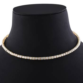 Gold Plated Single Line White Colour Diamond Studded partywear Necklace jewellery 3