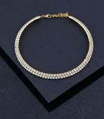 Gold Plated Double Line White Colour Diamond Studded partywear Necklace jewellery