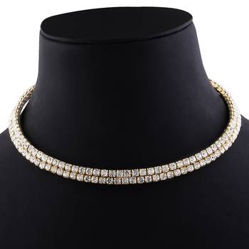 Gold Plated Double Line White Colour Diamond Studded partywear Necklace jewellery 3