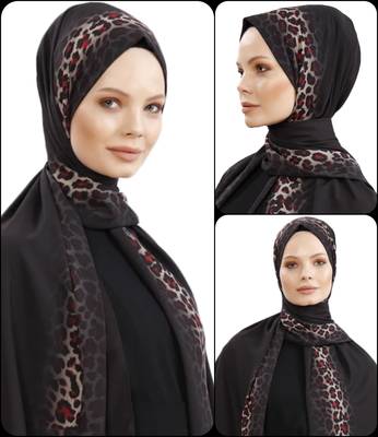 JSDC Women Red Color Animal Printed Scarf Hijab Dupatta 2