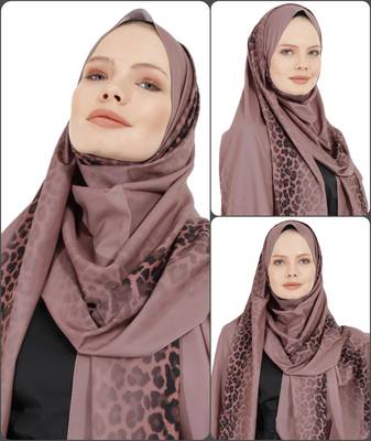 JSDC Salmon Color Islamic Daily Wear Printed Bubble Georgette Women Long Hijab Scarf 2