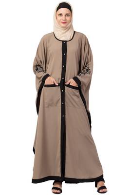 MRC Women Front Open Kaftan Double Pocket Abaya With Hijab 1