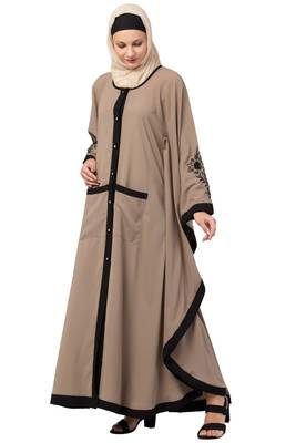 MRC Women Front Open Kaftan Double Pocket Abaya With Hijab 4