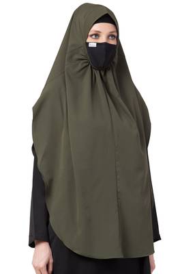 3 Pcs Set : Hijab, Under Hijab Cap & Mask 2