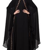 MRC Women Black Double Kaftaan-Shrug style Abaya with Hijab