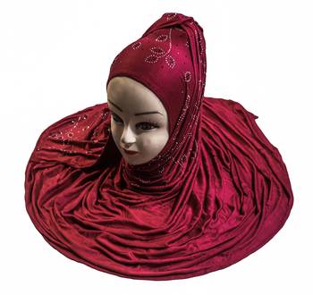 JSDC Magenta Color Diamond Stone Work Hosiery Scarf Hijab For Women 1