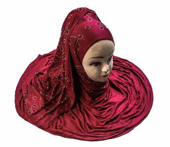 JSDC Magenta Color Diamond Stone Work Hosiery Scarf Hijab For Women 2