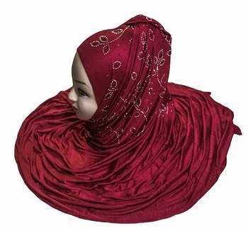 JSDC Magenta Color Diamond Stone Work Hosiery Scarf Hijab For Women 3