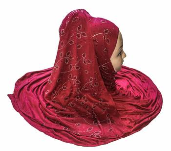 JSDC Magenta Color Diamond Stone Work Hosiery Scarf Hijab For Women 4