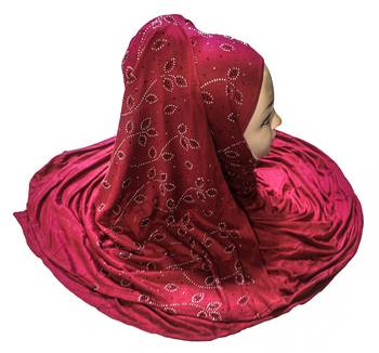 JSDC Magenta Color Diamond Stone Work Hosiery Scarf Hijab For Women 5