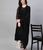 Black embroidered georgette chikankari-kurtis