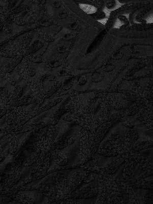 Black embroidered georgette chikankari-kurtis 4
