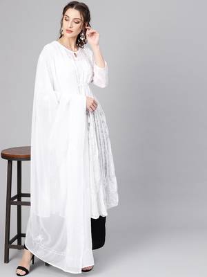 White embroidered georgette chikankari-kurtis 1