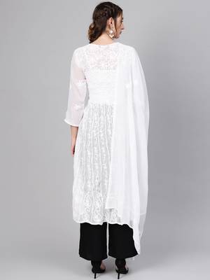 White embroidered georgette chikankari-kurtis 3