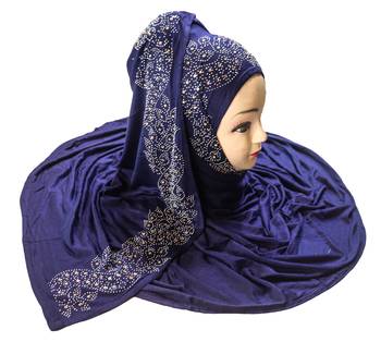 SDC Dark Blue Color Diamond Stone Work Hosiery Scarf Hijab For Women 1