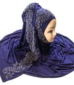 SDC Dark Blue Color Diamond Stone Work Hosiery Scarf Hijab For Women