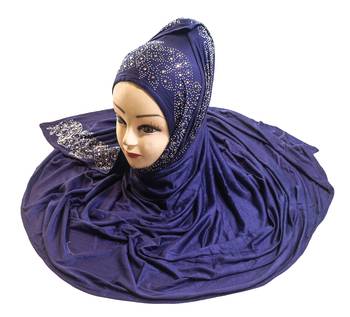 SDC Dark Blue Color Diamond Stone Work Hosiery Scarf Hijab For Women 3