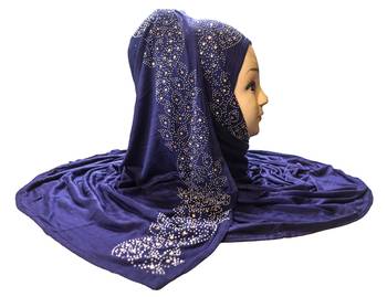 SDC Dark Blue Color Diamond Stone Work Hosiery Scarf Hijab For Women 5