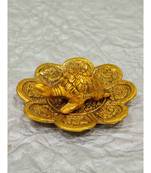Gold Plated Metal Feng Shui Tortoise On Metal Plate - Gold Tortoise For Good Luck Money - small