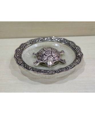 Metal Feng Shui Silver Plated Tortoise Plate Home decor Good Luck Showpiece For Office Shop Home Decoration 1