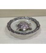 Metal Feng Shui Silver Plated Tortoise Plate Home decor Good Luck Showpiece For Office Shop Home Decoration