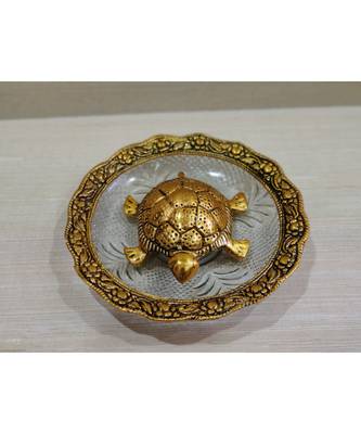 Metal Feng Shui Gold Plated Tortoise Plate Home decor Good Luck Showpiece For Office Shop Home Decoration 1