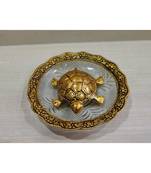 Metal Feng Shui Gold Plated Tortoise Plate Home decor Good Luck Showpiece For Office Shop Home Decoration