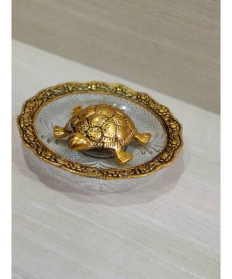 Metal Feng Shui Gold Plated Tortoise Plate Home decor Good Luck Showpiece For Office Shop Home Decoration 2