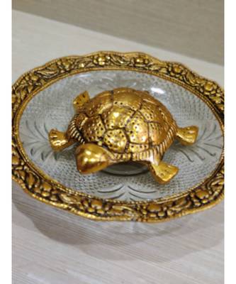 Metal Feng Shui Gold Plated Tortoise Plate Home decor Good Luck Showpiece For Office Shop Home Decoration 4