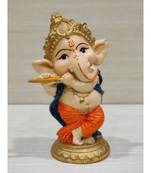 Polyresin Dancing Hindu God Idol Ganesha Statue With Flute Home Office Living Room Temple decor Showpiece