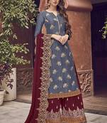 Grey Jacquard Pakistani Salwar Kameez