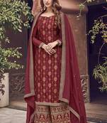Maroon Jacquard Pakistani Salwar Kameez