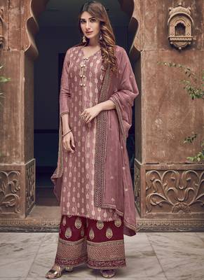 Light Brown Jacquard Pakistani Salwar Kameez 1