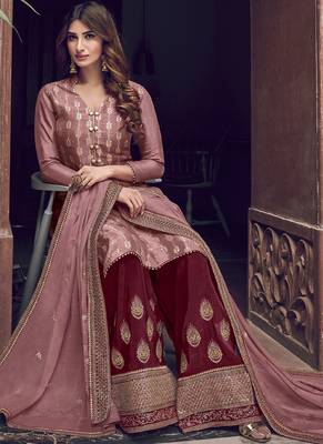 Light Brown Jacquard Pakistani Salwar Kameez 2
