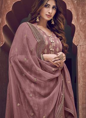 Light Brown Jacquard Pakistani Salwar Kameez 3