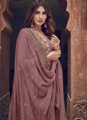 Light Brown Jacquard Pakistani Salwar Kameez 4